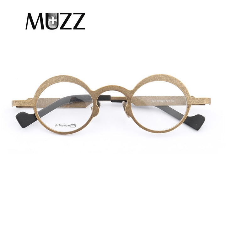 Muzz Unisex Full Rim Round Titanium Frame Eyeglasses T7023 Full Rim Muzz C3