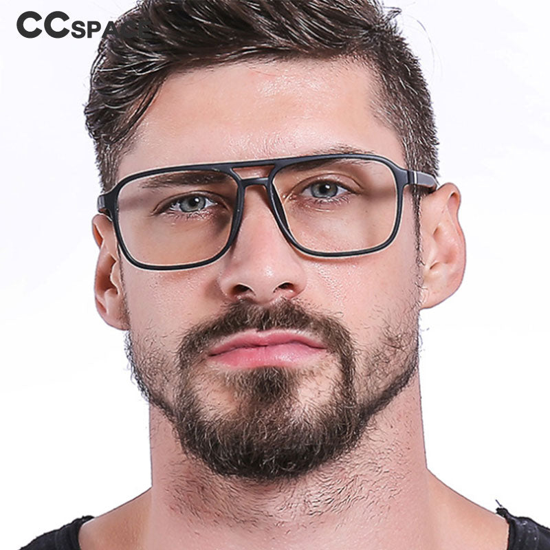 CCspace Unisex Full Rim Square Double Bridge Tr 90 Titanium Frame Eyeglasses 45844 Full Rim CCspace