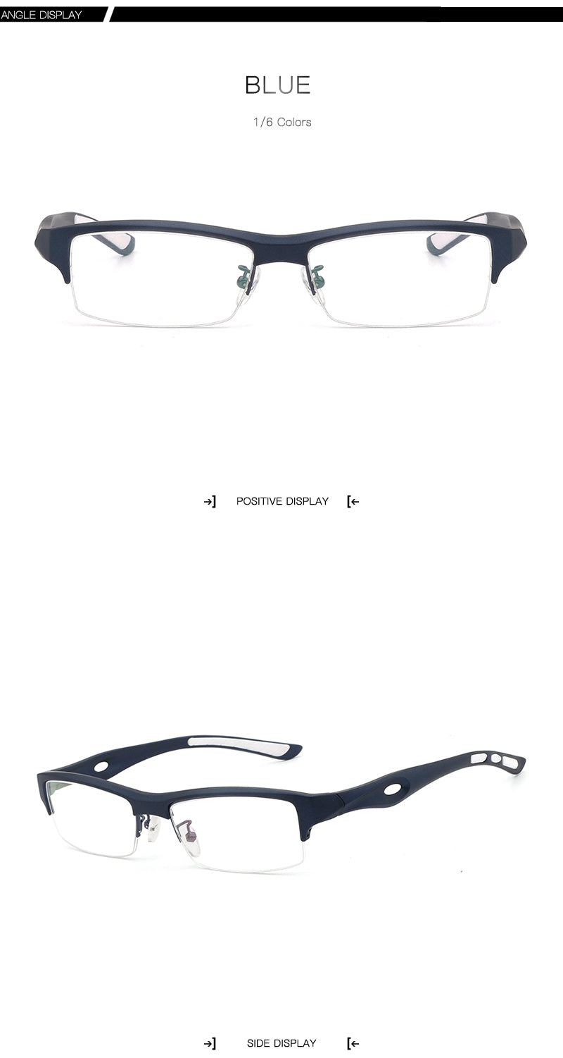 Hdcrafter Men's TR 90 Rectangle Semi Rim Frame Eyeglasses L1077 Semi Rim Hdcrafter Eyeglasses