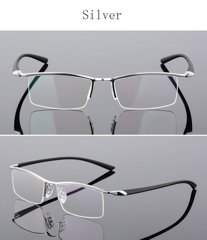 Reven Jate Men's Semi Rim Browline Alloy Eyeglasses P8190 Semi Rim Reven Jate