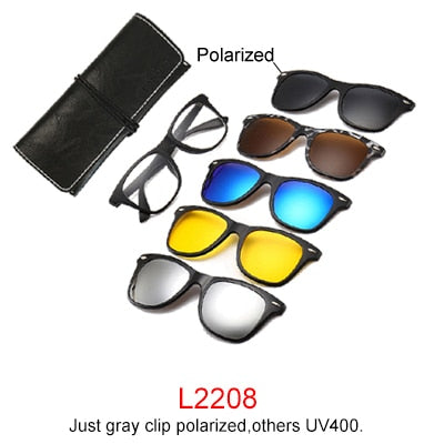 Ralferty Magnet Sunglasses Men Women Luxury Brand Polarized Uv400 5 In 1 Clip On Grade Glasses Frame With Clip Ons Ralferty L2208