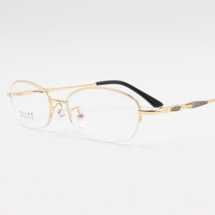 Women's Alloy Frame Semi Rim Eyeglasses 2039 Semi Rim Bclear Gold