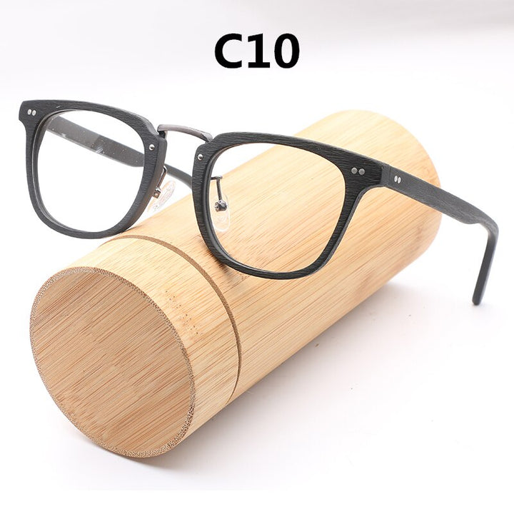 Hdcrafter Unisex Full Rim Square Round Wood Frame Eyeglasses Lbh025 Full Rim Hdcrafter Eyeglasses C10