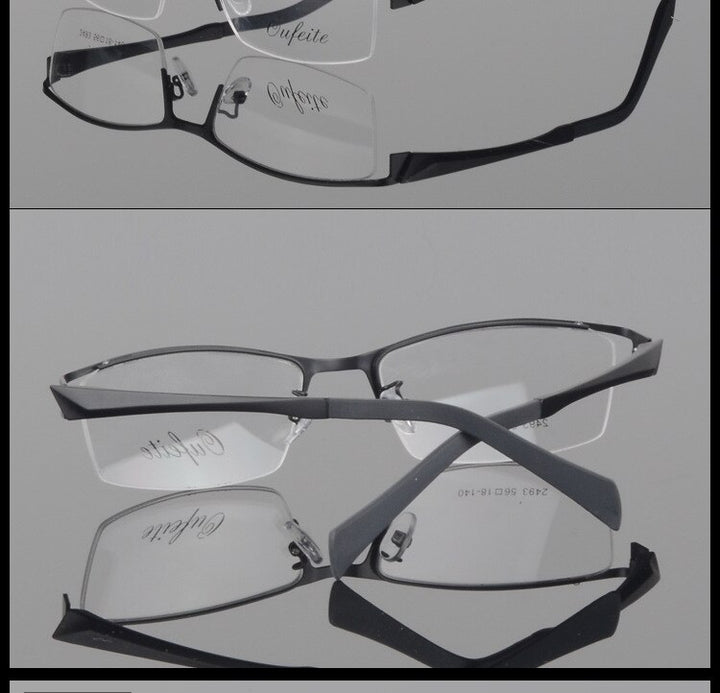 Men's Semi Rim Square Alloy Eyeglasses 2493 Semi Rim Bclear