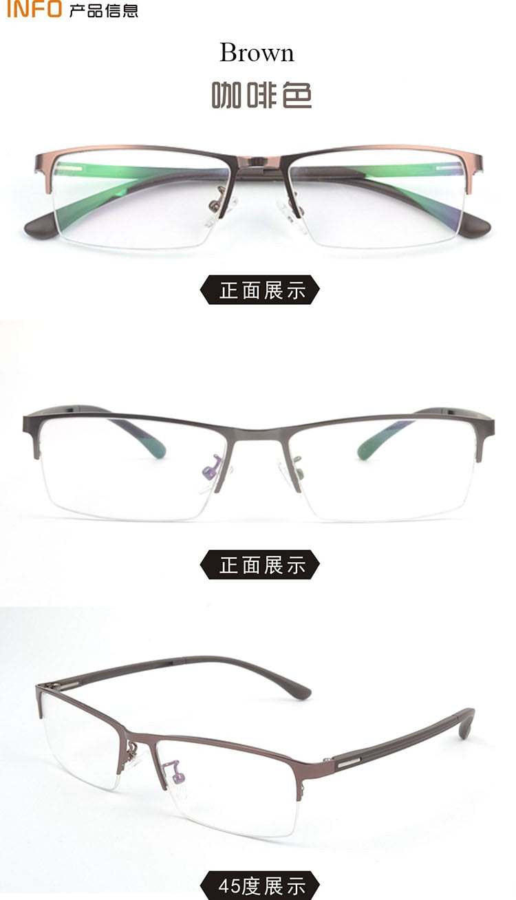 Bclear Men's Semi Rim Square Alloy Eyeglasses A1508 Semi Rim Bclear Auburn