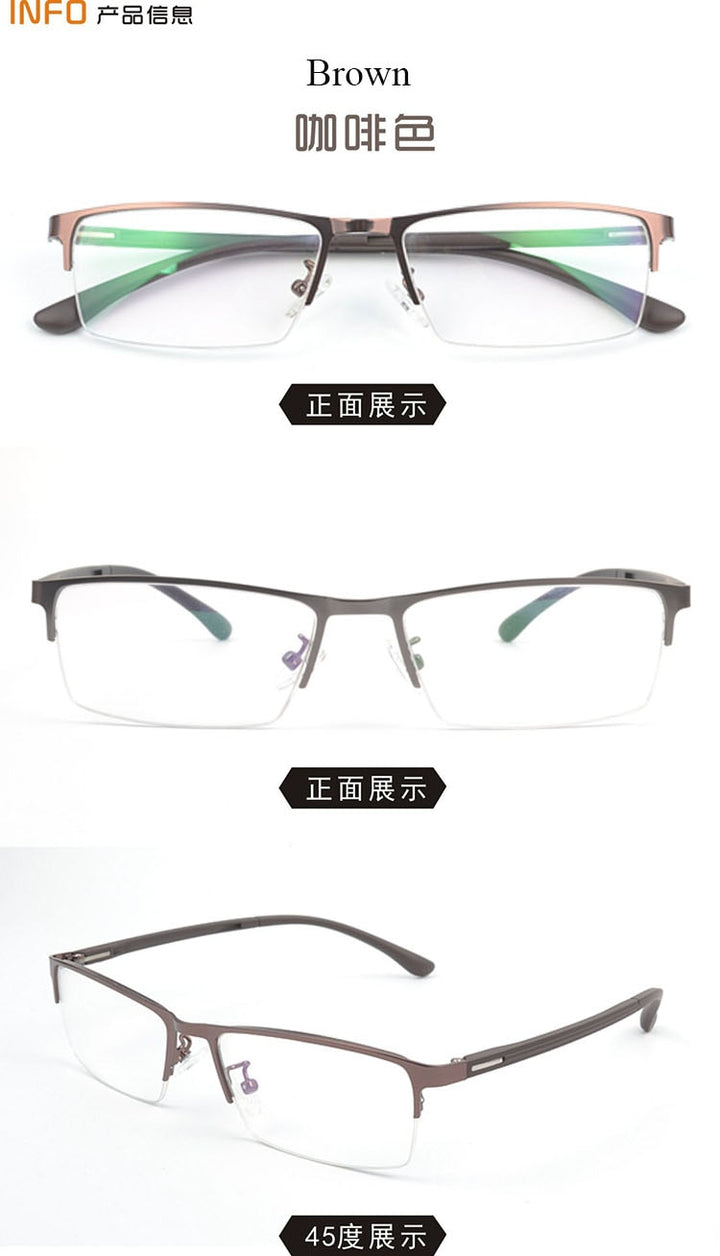 Bclear Men's Semi Rim Square Alloy Eyeglasses A1508 Semi Rim Bclear Auburn
