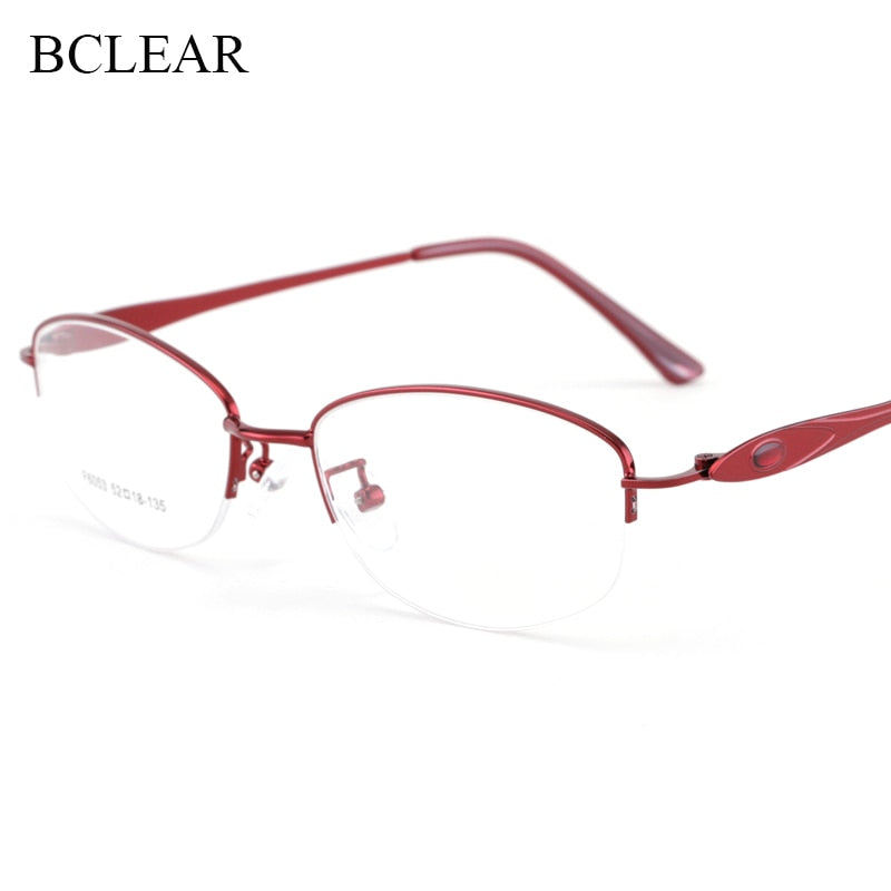 Women's Semi Rim Alloy Frame Eyeglasses 6053 Semi Rim Bclear