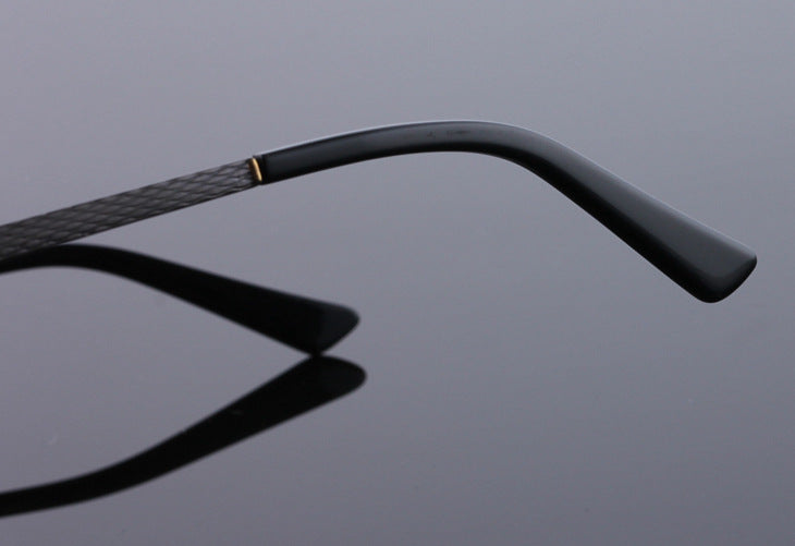 Reven Jate 5904 Titanium Rimless Diamond Cutting Man Glasses Frame Eyeglasses (Black) Rimless Reven Jate