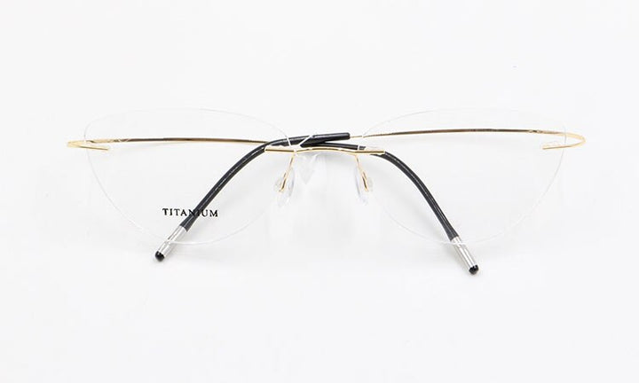 Bclear Women Rimless Cat Eye Memory Titanium Eyeglasses 2003 Rimless Bclear