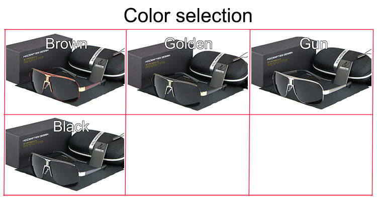 Hdcrafter Men's Full Rim Alloy Rectangle Frame Polarized Sunglasses Le028 Sunglasses HdCrafter Sunglasses