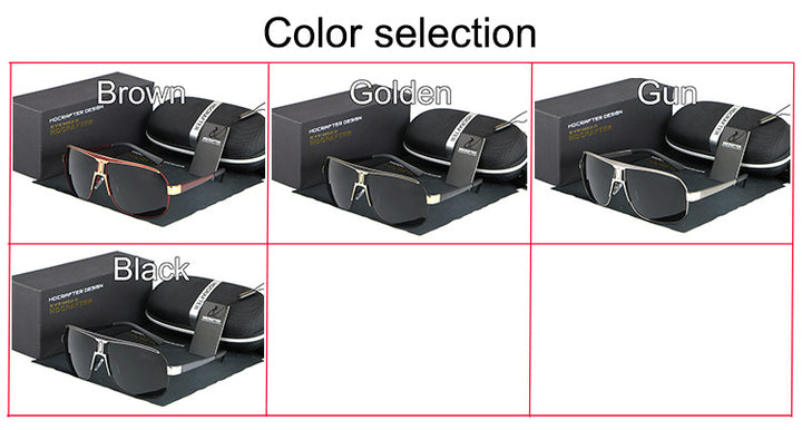 Hdcrafter Men's Full Rim Alloy Rectangle Frame Polarized Sunglasses Le028 Sunglasses HdCrafter Sunglasses