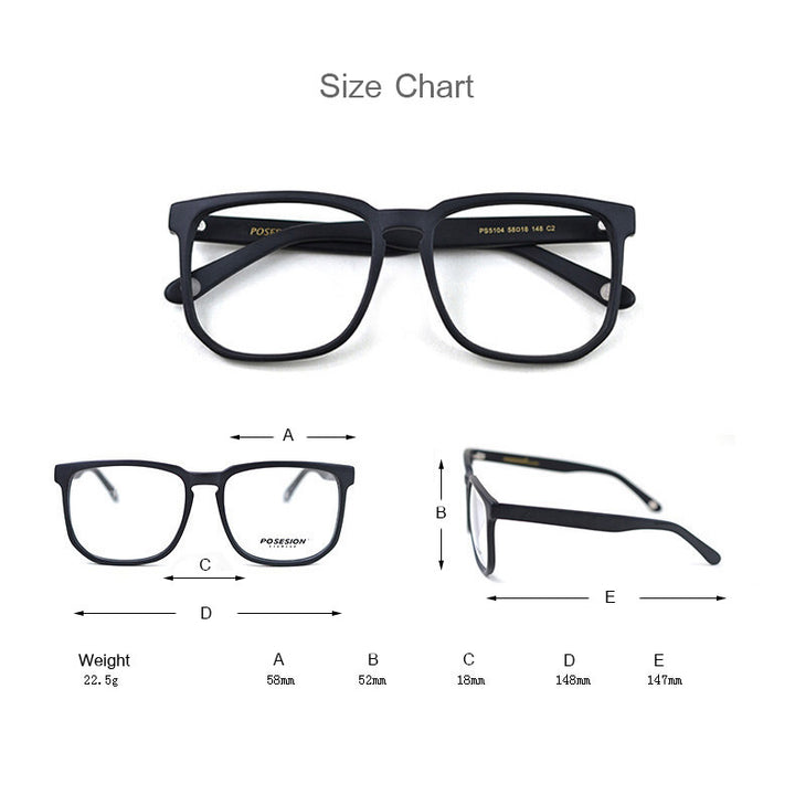Hdcrafter Unisex Oversized Square Round Wood Frame Eyeglasses Ps5104 Full Rim Hdcrafter Eyeglasses