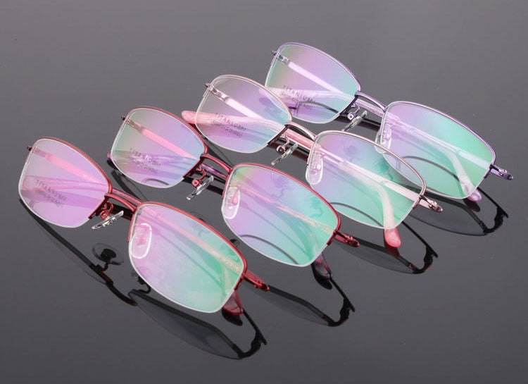 Women's Titanium Semi Rim Frame Eyeglasses Lr8957 Semi Rim Bclear