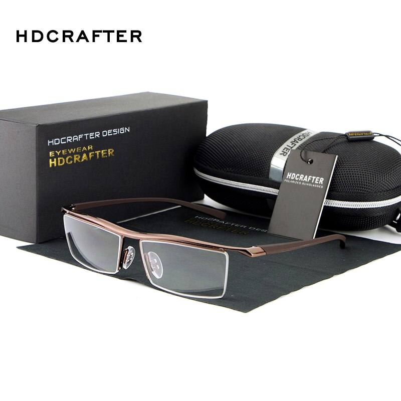 Hdcrafter Men's Eyeglasses Alloy Steel Acetate Semi Rim Square E004 Semi Rim Hdcrafter Eyeglasses