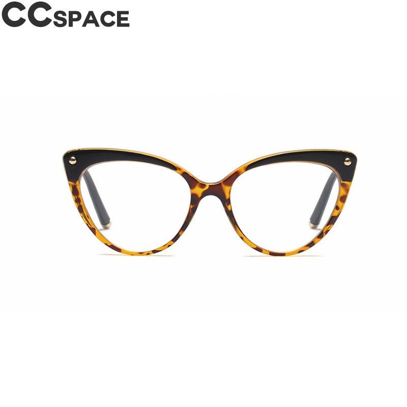 CCspace Women's Full Rim Cat Eye Tr 90 Resin Frame Eyeglasses 45639 Full Rim CCspace C6 leopard