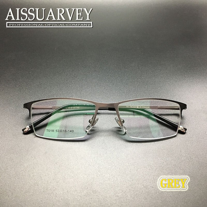 Unisex Titanium Eyeglasses Half Rim Frame T018 Semi Rim Bolluzzy gray  