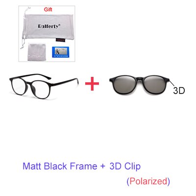 Ralferty 6 In 1 Magnet Sunglasses Women Polarized Eyeglass Frame With Clip On Glasses Men Round Uv400 Tr90 3D Yellow A2245 With Clip Ons Ralferty 1Frame 3D Clip