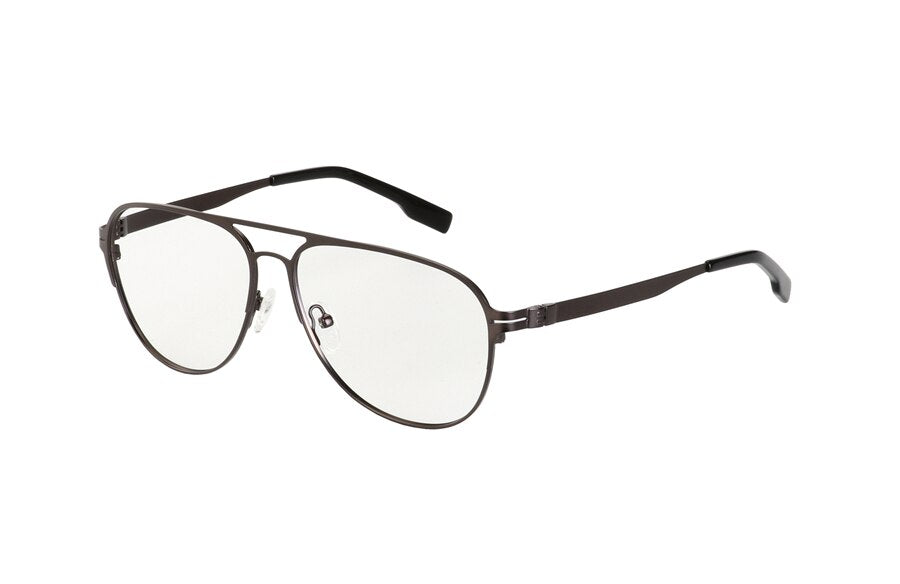 Hotony Men's Full Rim Round Alloy Double Bridge Frame Eyeglasses Full Rim Hotony gray