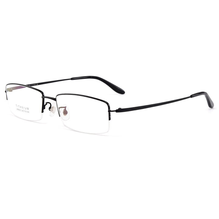 Gmei Men's Eyeglasses Ultralight 100% Pure Titanium Half Rim Lr8935 Semi Rim Gmei Optical Black