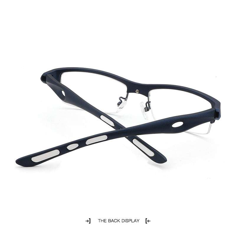 Hdcrafter Men's TR 90 Rectangle Semi Rim Frame Eyeglasses L1077 Semi Rim Hdcrafter Eyeglasses