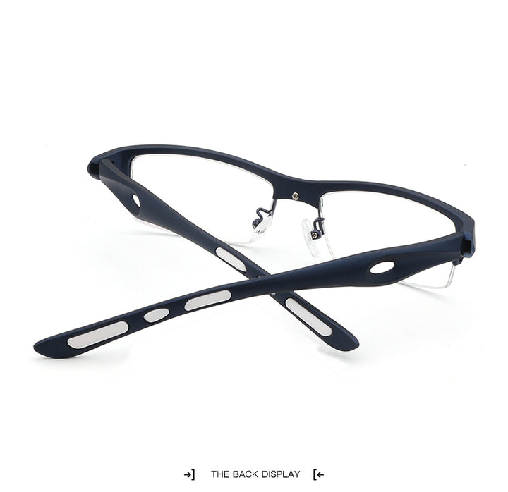 Hdcrafter Men's TR 90 Rectangle Semi Rim Frame Eyeglasses L1077 Semi Rim Hdcrafter Eyeglasses