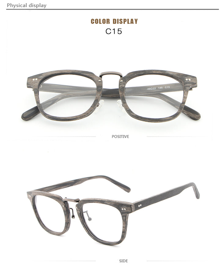 Hdcrafter Unisex Full Rim Square Round Wood Frame Eyeglasses Lbh025 Full Rim Hdcrafter Eyeglasses