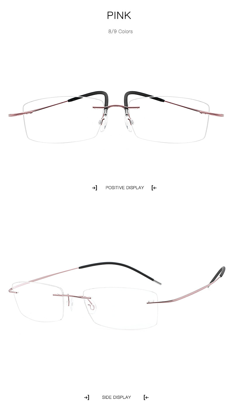Hdcrafter Rimless Rectangle Titanium Frame Eyeglasses Unisex Rimless Hdcrafter Eyeglasses