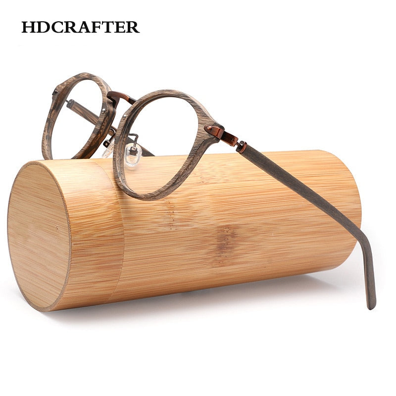 Hdcrafter Unisex Full Rim Round Acetate Eyeglasses Acetate Round Wood Grain Bc06 Full Rim Hdcrafter Eyeglasses