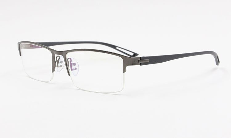 Men's Semi Rim Square Eyeglasses Titanium Alloy  9029 Semi Rim Bclear