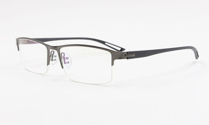 Men's Semi Rim Square Eyeglasses Titanium Alloy  9029 Semi Rim Bclear