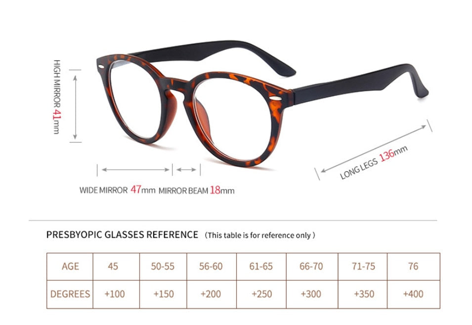 Modfans Unisex Full Rim Round Polycarbonate Reading Glasses S005 Reading Glasses Modfans