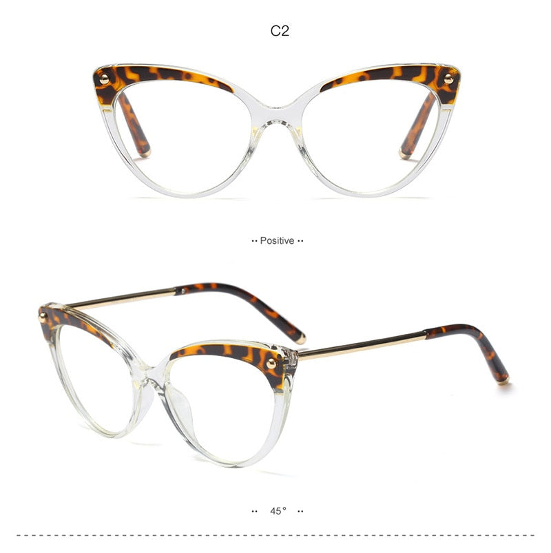 Hotony Women's Full Rim Cat Eye Acetate Frame Eyeglasses 93308 Full Rim Hotony