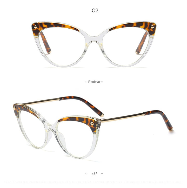 Hotony Women's Full Rim Cat Eye Acetate Frame Eyeglasses 93308 Full Rim Hotony