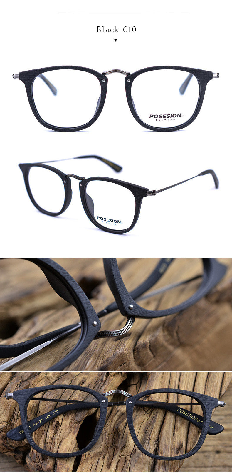 Hdcrafter Unisex Full Rim Round Metal Acetate Frame Eyeglasses Ps9121 Full Rim Hdcrafter Eyeglasses