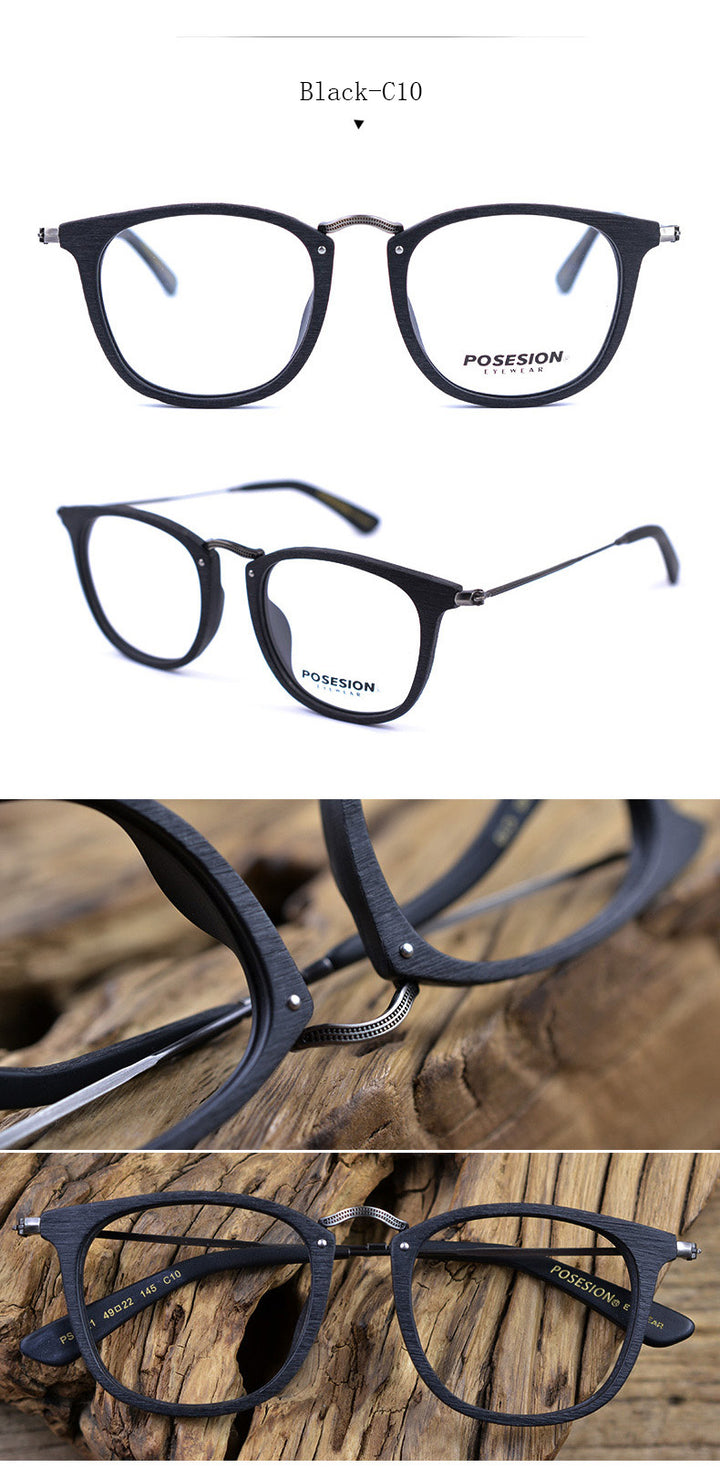 Hdcrafter Unisex Full Rim Round Metal Acetate Frame Eyeglasses Ps9121 Full Rim Hdcrafter Eyeglasses