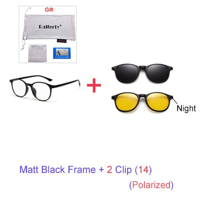 Ralferty 6 In 1 Magnet Sunglasses Women Polarized Eyeglass Frame With Clip On Glasses Men Round Uv400 Tr90 3D Yellow A2245 With Clip Ons Ralferty 1Frame 2 Clip 14