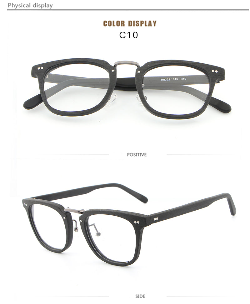 Hdcrafter Unisex Full Rim Square Round Wood Frame Eyeglasses Lbh025 Full Rim Hdcrafter Eyeglasses