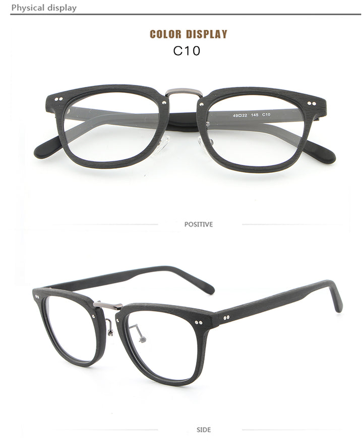 Hdcrafter Unisex Full Rim Square Round Wood Frame Eyeglasses Lbh025 Full Rim Hdcrafter Eyeglasses