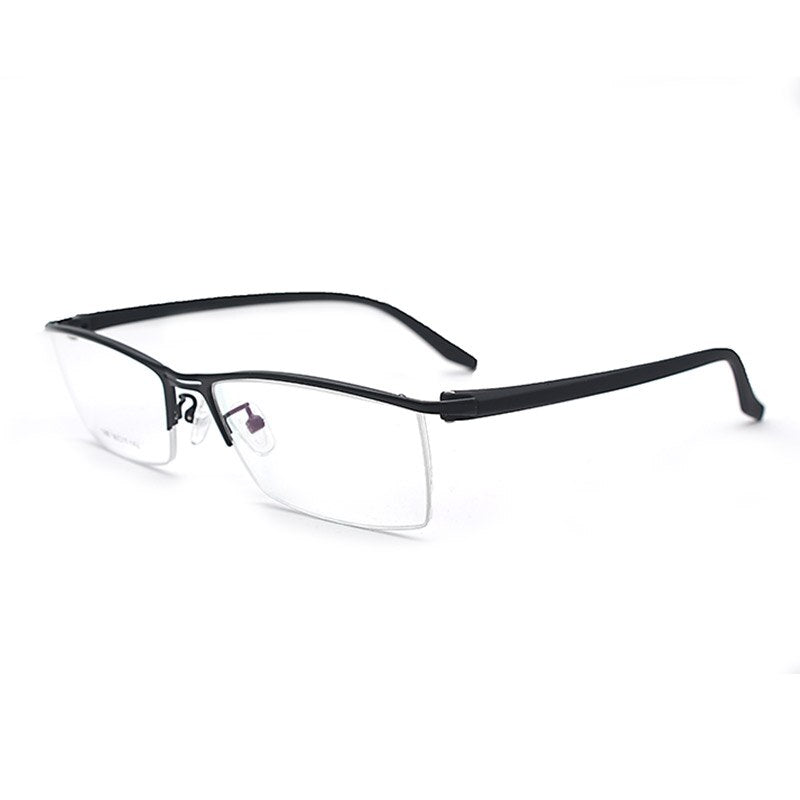 Hotochki Men's Semi Rim Acetate Alloy Frame Eyeglasses 1088 Semi Rim Hotochki black