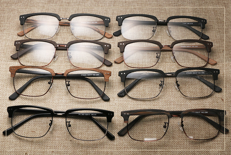 Hdcrafter Unisex Full Rim Square Wood Metal Frame Eyeglasses Lhb026 Full Rim Hdcrafter Eyeglasses