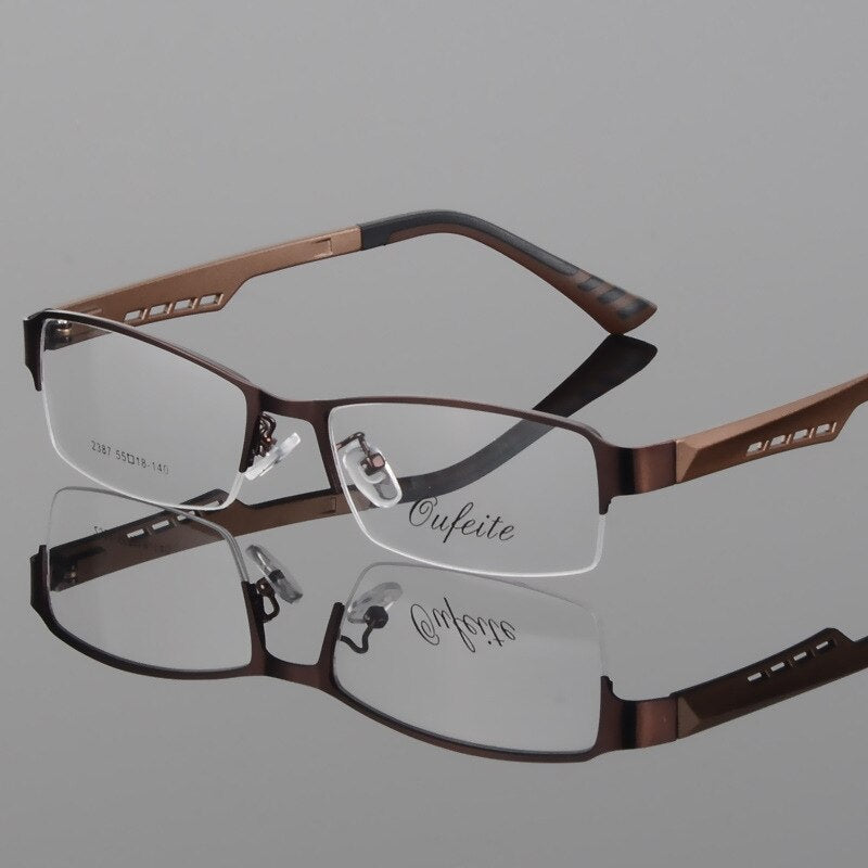 Bclear Men's Eyeglasses Semi Rim Square Titanium Alloy S2387 Semi Rim Bclear
