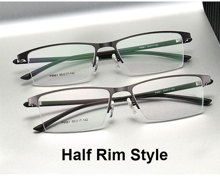 Hotochki Men's IP Electroplated Alloy Full/Semi Rim Frame Eyeglasses P9960 Semi Rim Hotochki