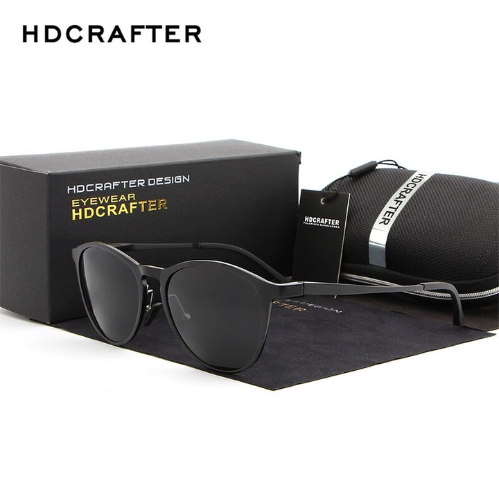 Hdcrafter Unisex Full Rim Oval Round Aluminum Frame Polarized Sunglasses L6625 Sunglasses HdCrafter Sunglasses