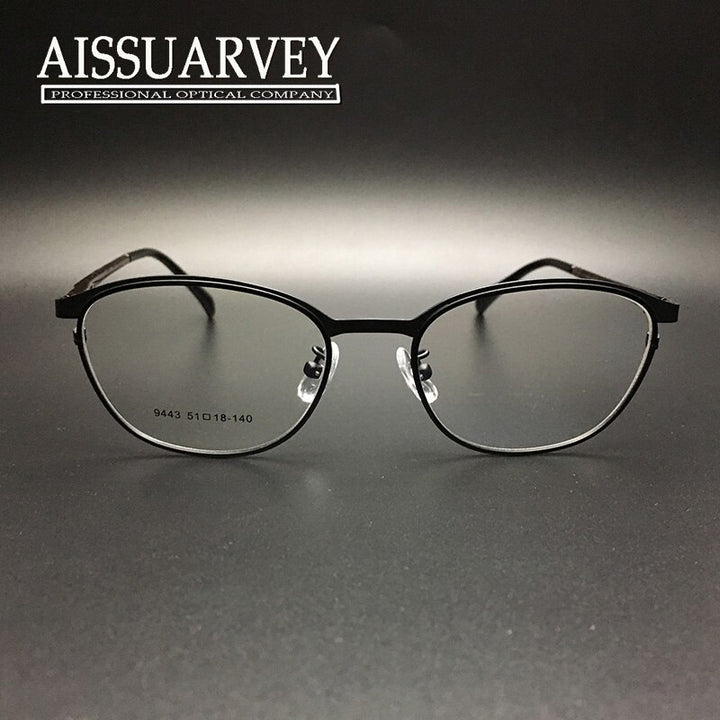 Men's Eyeglasses Alloy Full Round 9443 Frame Bolluzzy black  