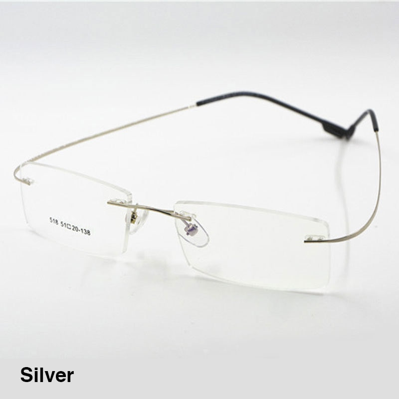 Reven Jate Unisex Rimless Square Titanium Alloy Eyeglasses 2241 Rimless Reven Jate Silver