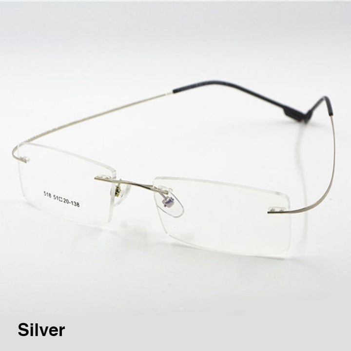 Reven Jate Unisex Rimless Square Titanium Alloy Eyeglasses 2241 Rimless Reven Jate Silver