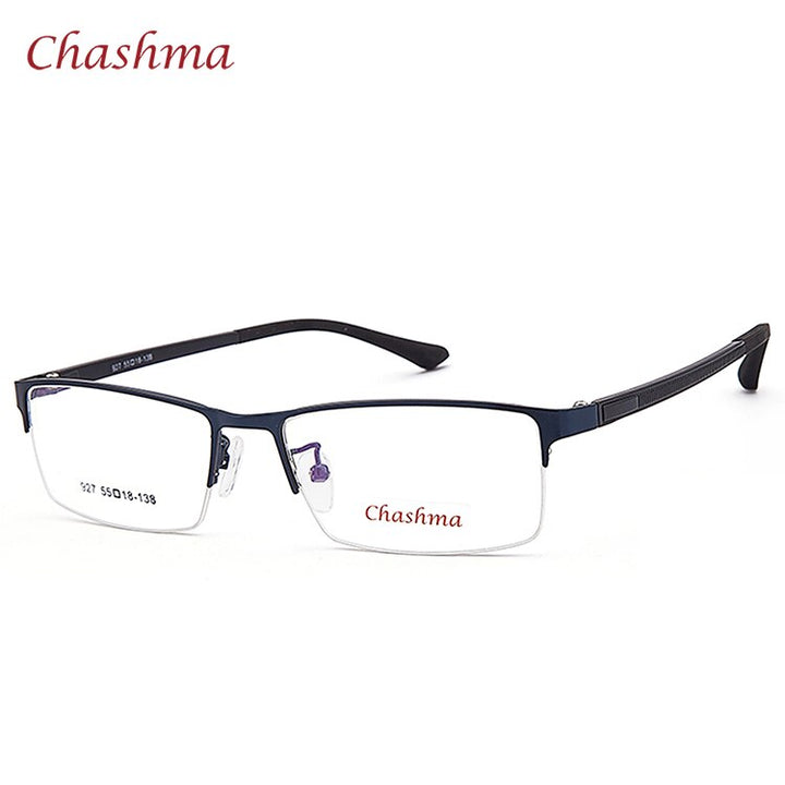 Chashma Ochki Men's Semi Rim Rectangle Alloy Eyeglasses 927 Semi Rim Chashma Ochki Blue
