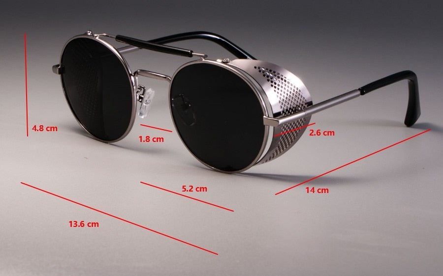 CCspace Unisex Full Rim Round Alloy Frame Steampunk Sunglasses ZML14 Sunglasses CCspace Sunglasses