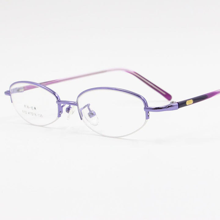 Women's Alloy Frame Semi Rim Eyeglasses 8102 Semi Rim Bclear Purple