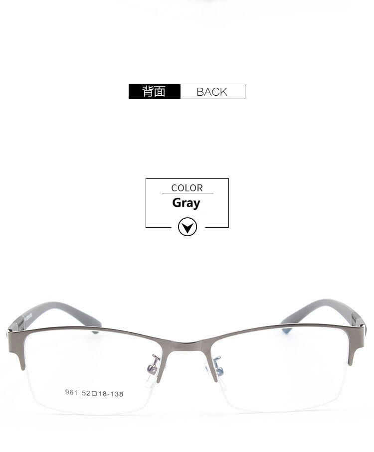 Bclear Men's Semi Rim Alloy Tr 90  Square Eyeglasses  961 Semi Rim Bclear